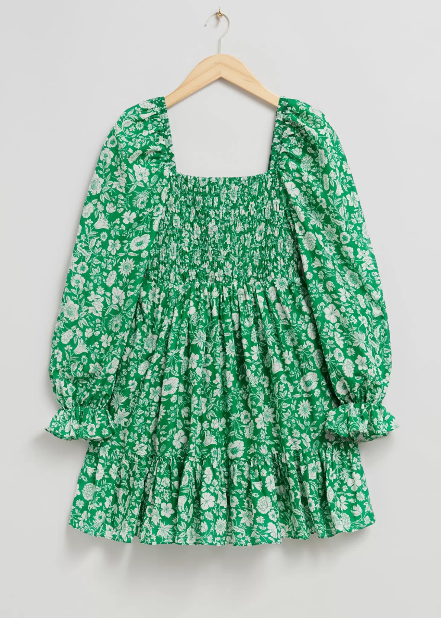 Kjoler*& Other Stories Smocked Mini Kjole Gronne Blomster