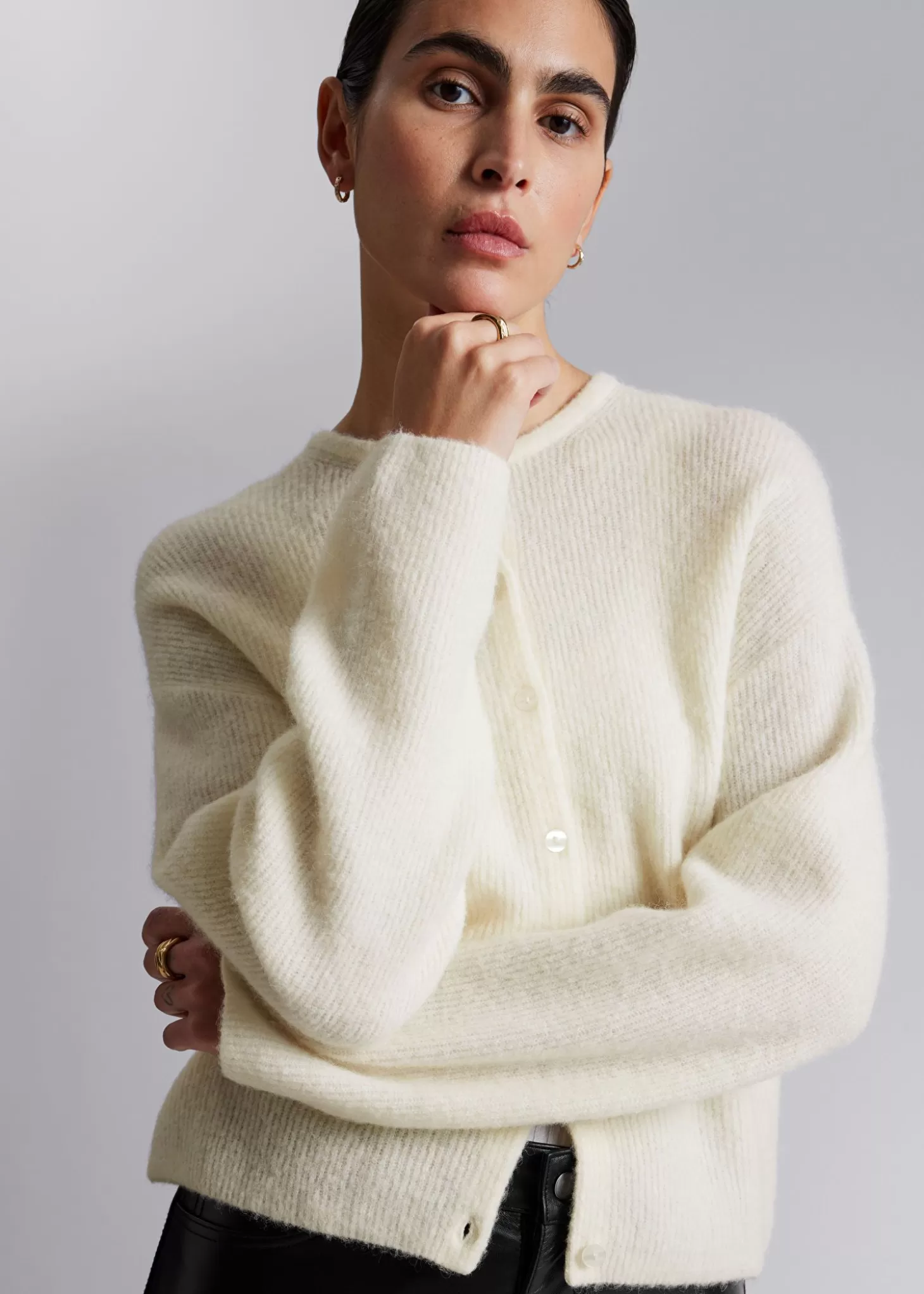 Strikkevarer*& Other Stories Strikket Cardigan Elfenbein